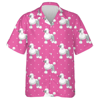 Standart White Poodle On Dot Pink Hawaiian Shirt,Hawaiian Shirt Gift, Christmas Gift