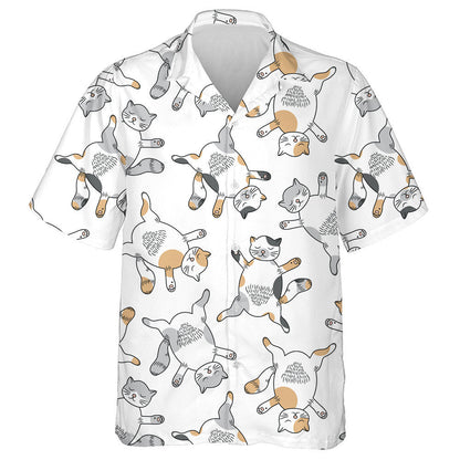 White And Grey Cat Cute Animal Style Hawaiian Shirt, Hawaiian Shirt Gift, Christmas Gift