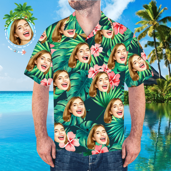 Custom Photo Girl Face Hawaiian Shirt All Over Print, Hawaiian Shirt Gift, Christmas Gift