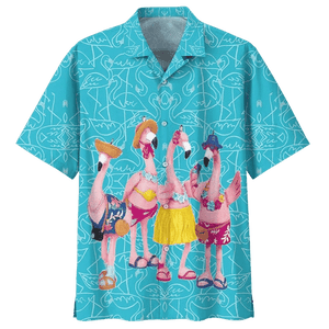 Funny Family Flamingo Ornamental Design Hawaiian Shirt,Hawaiian Shirt Gift, Christmas Gift