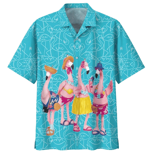 Funny Family Flamingo Ornamental Design Hawaiian Shirt,Hawaiian Shirt Gift, Christmas Gift