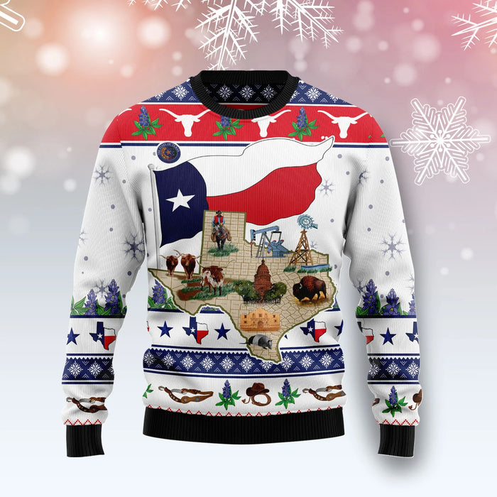 Texas Our Texas Bluebonnet unisex womens & mens, couples matching, friends, funny family ugly christmas holiday sweater gifts,Christmas Ugly Sweater