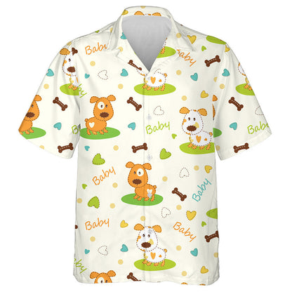 Cartoon Dog And Word Baby Isolated Background Hawaiian Shirt, Hawaiian Shirt Gift, Christmas Gift