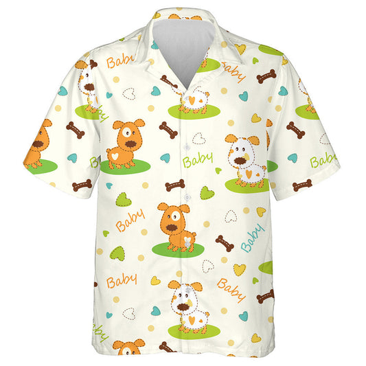 Cartoon Dog And Word Baby Isolated Background Hawaiian Shirt, Hawaiian Shirt Gift, Christmas Gift