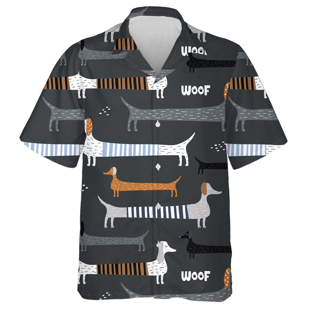 Colorful Dachshunds Dog On Gray Background Hawaiian Shirt, Hawaiian For Gift