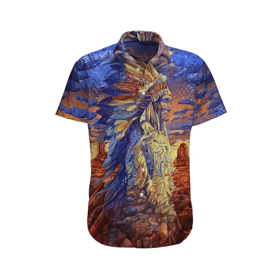 King Native America Watercolor Design Hawaiian Shirt, Hawaiian For Gift