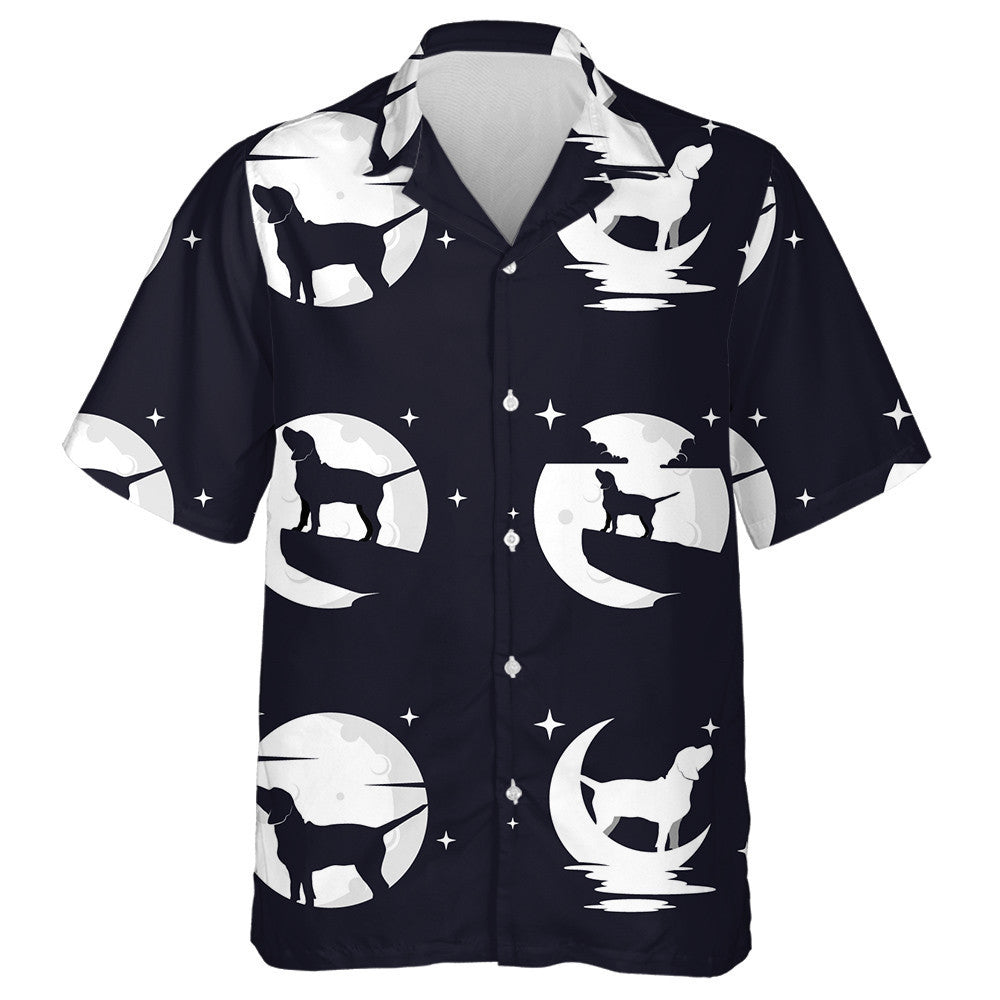Beagle Dog With Moon Night Background Hawaiian Shirt, Hawaiian For Gift