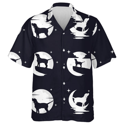 Beagle Dog With Moon Night Background Hawaiian Shirt, Hawaiian For Gift