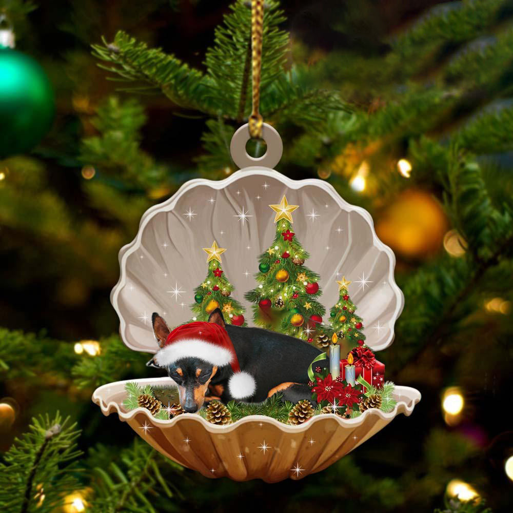 Cute Miniature Pinscher Sleeping in Pearl Dog Christmas Ornament Flat Acrylic, Christmas Gift,Christmas Decoration
