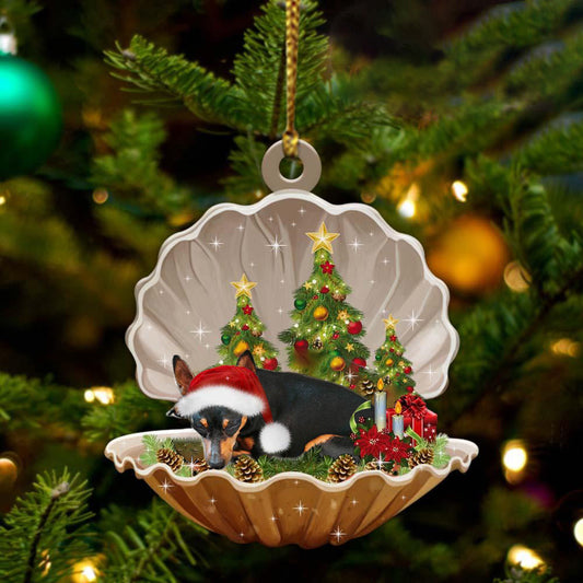 Cute Miniature Pinscher Sleeping in Pearl Dog Christmas Ornament Flat Acrylic, Christmas Gift,Christmas Decoration