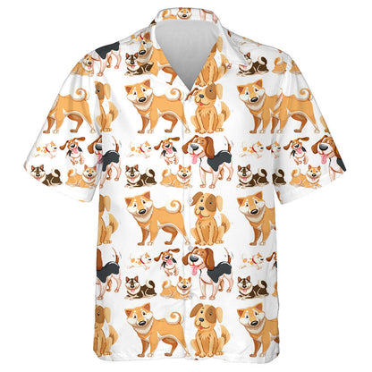 Orange Many Dogs Illustration Isolated Background Hawaiian Shirt,Hawaiian Shirt Gift, Christmas Gift