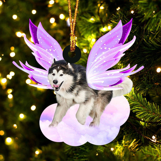 Alaskan Malamute and wings gift for her gift for him gift for Alaskan Malamute lover ornament, Christmas Ornament Gift, Christmas Gift, Christmas Decoration