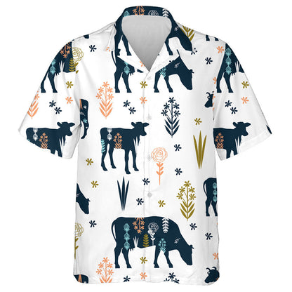 Silhouettes Of Cows Houses And Trees Hawaiian Shirt,Hawaiian Shirt Gift, Christmas Gift
