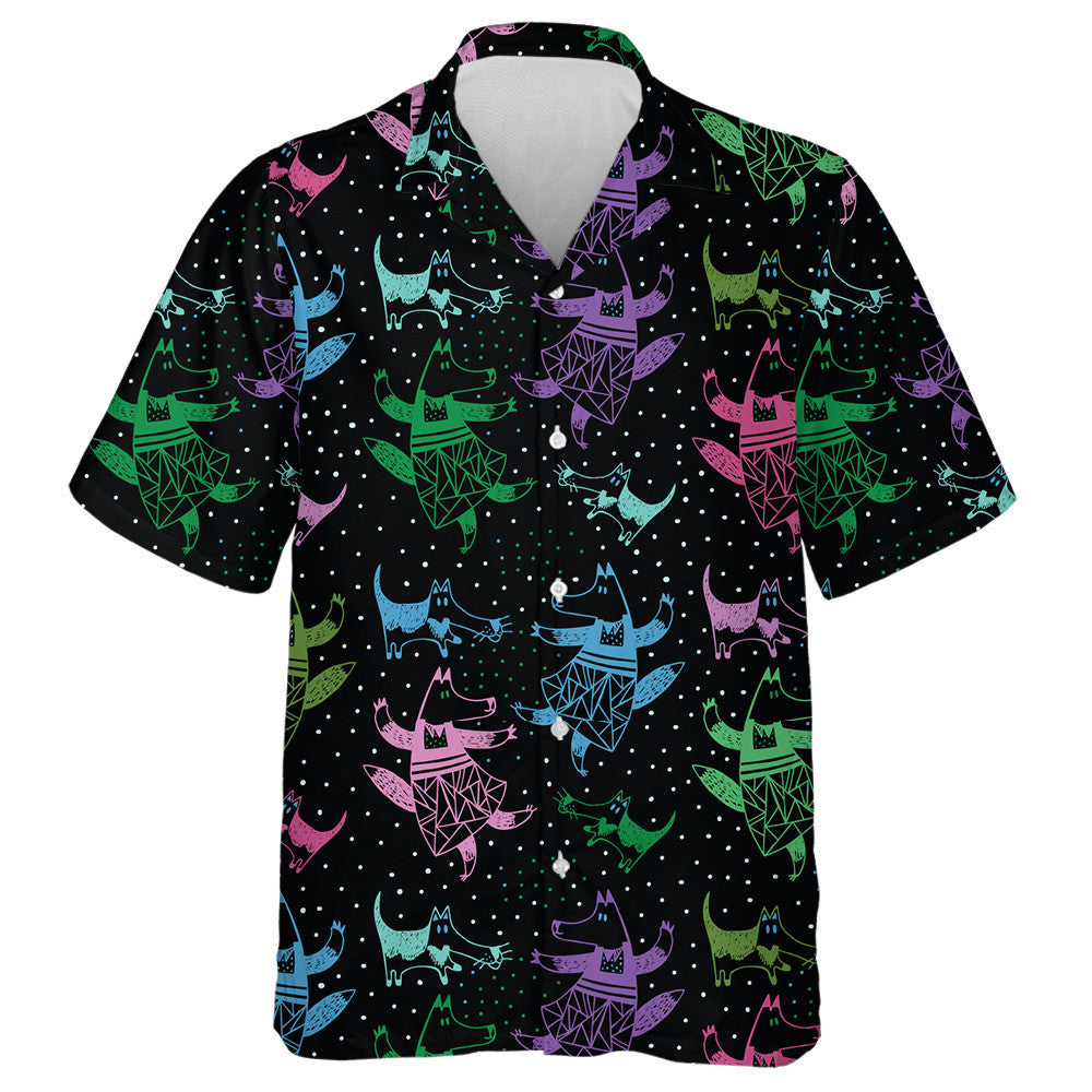 Funny Fox And Dog In Cartoon Background Hawaiian Shirt, Hawaiian Shirt Gift, Christmas Gift