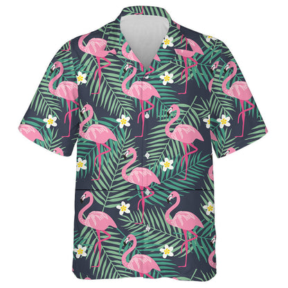 Fashion Flamingo Tropical With Leave And Flowers Hawaiian Shirt, Hawaiian Shirt Gift, Christmas Gift