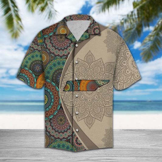 Tennessee Map With Mandala Flowers Hawaiian Shirt,Hawaiian Shirt Gift, Christmas Gift