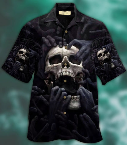 Dark Skull The Death Is Coming Design Hawaiian Shirt, Hawaiian Shirt Gift, Christmas Gift