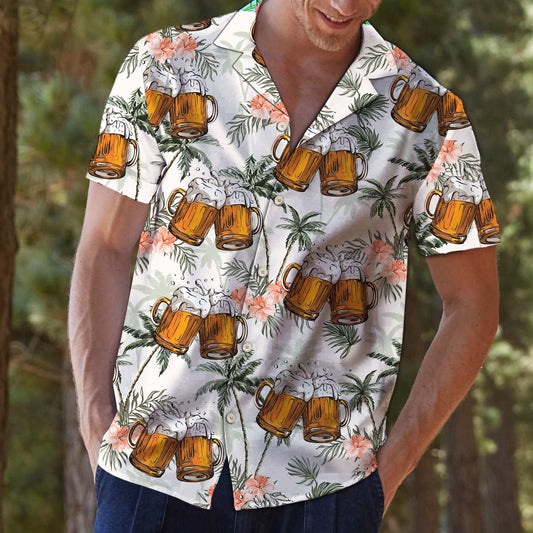 Fresh Beer With Foam Palm Trees Design Hawaiian Shirt, Hawaiian Shirt Gift, Christmas Gift