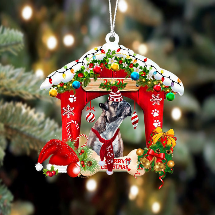 Boxer-Christmas House Two Sided Christmas Plastic Hanging Ornament, Christmas Ornament Gift, Christmas Gift, Christmas Decoration