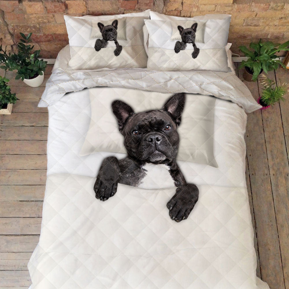 French Bulldog Quilt Bedding Set, Dog Sleeping In Bed Set Bedroom 3D,Bedding Christmas Gift,Bedding Set Christmas