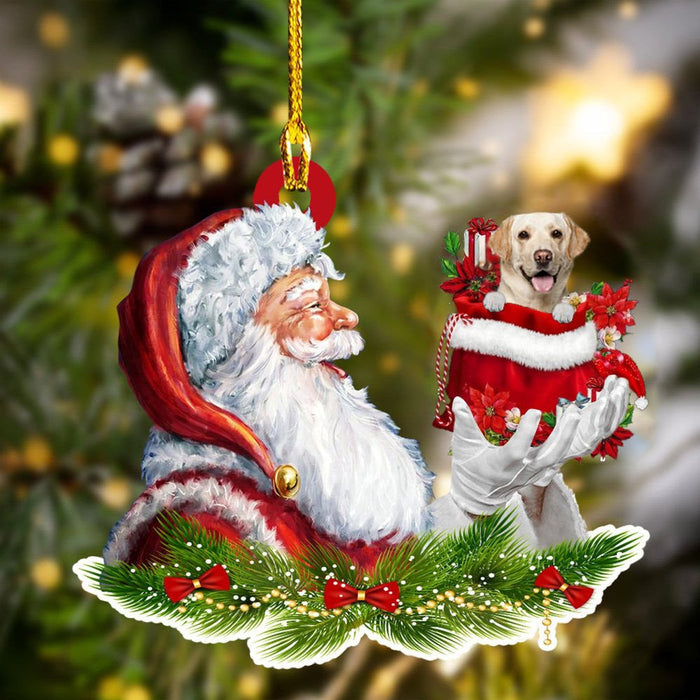 Labrador Retriever And Santa Christmas Ornament For Dog Lovers, Dog Mom Acrylic Dog Ornament,Christmas Gift,Christmas Decoration