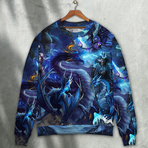 Dragon Blue Skull Fire Lightning Art Style Ugly Christmas Sweater, Christmas Gift, Gift Christmas 2024