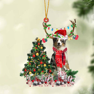 BLUE MERLE Australian Shepherd-Christmas Tree Gift Hanging Christmas Plastic Hanging Ornament, Christmas Ornament Gift, Christmas Gift, Christmas Decoration