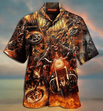 Motorcycle Racing Skull Nice Ornamental Hawaiian Shirt,Hawaiian Shirt Gift, Christmas Gift