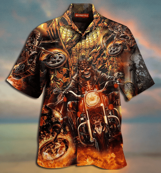Motorcycle Racing Skull Nice Ornamental Hawaiian Shirt,Hawaiian Shirt Gift, Christmas Gift