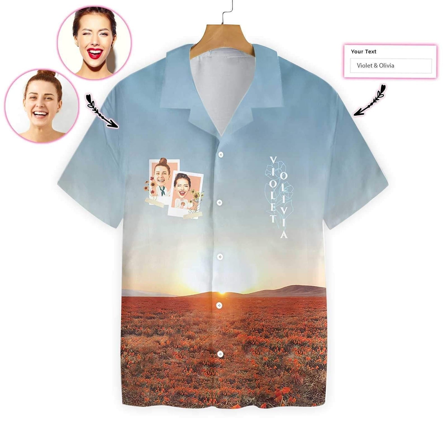 Difríocht Grá BFF Picnic Ainm Saincheaptha Agus Grianghraf Léine Haváís, Bronntanas Léine Haváíais, Bronntanas Nollag