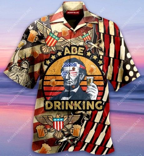 Abe Patriotism Unisex Hawaiian Shirt, Hawaiian Shirt Gift, Christmas Gift