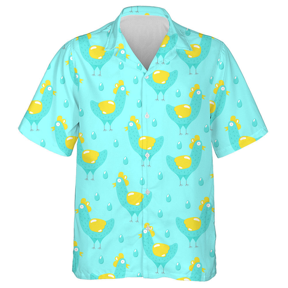 Egg And Cute Chicken With Big Eyes Hawaiian Shirt, Hawaiian Shirt Gift, Christmas Gift