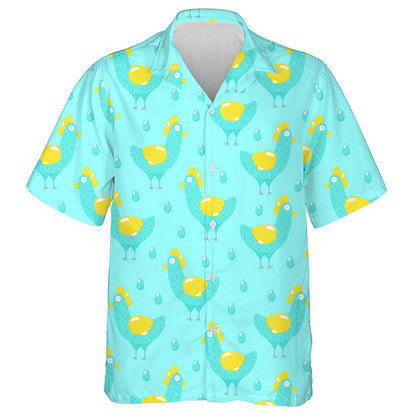 Egg And Cute Chicken With Big Eyes Hawaiian Shirt, Hawaiian Shirt Gift, Christmas Gift