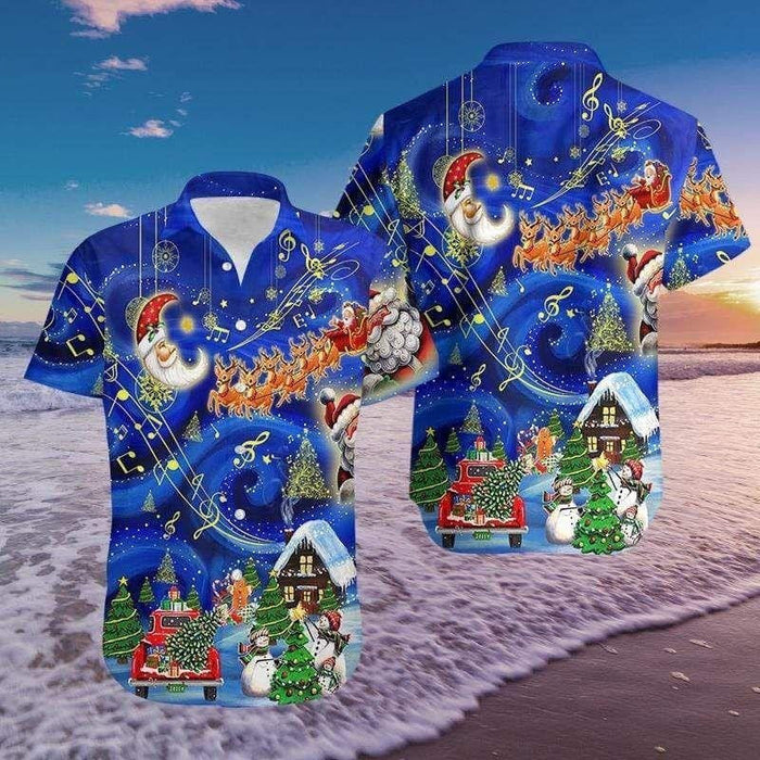 Waning Moon Christmas Sky Design Hawaiian Shirt, Hawaiian Shirt Gift, Christmas Gift