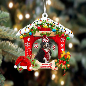 Bernese Mountain Dog-Christmas House Two Sided Christmas Plastic Hanging Ornament, Christmas Ornament Gift, Christmas Gift, Christmas Decoration