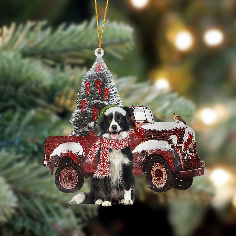 Border Collie-Christmas Truck Two Sided Christmas Plastic Hanging Ornament, Christmas Ornament Gift, Christmas Gift, Christmas Decoration