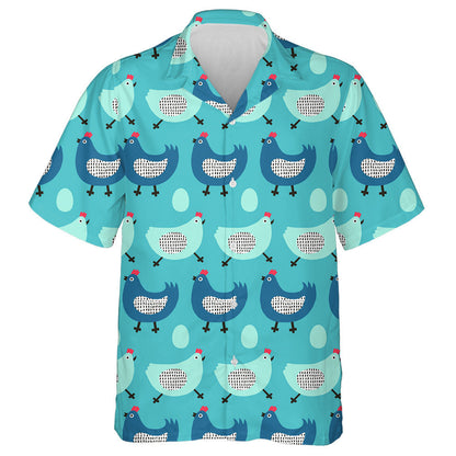 Funt Blue And Mint Chicken With Egg Hawaiian Shirt, Hawaiian Shirt Gift, Christmas Gift