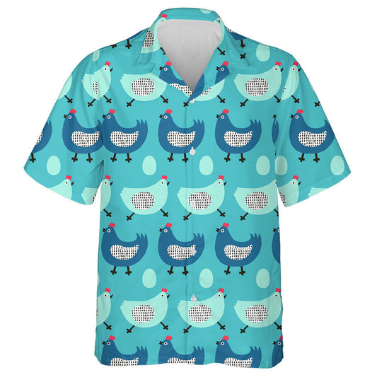 Funt Blue And Mint Chicken With Egg Hawaiian Shirt, Hawaiian Shirt Gift, Christmas Gift