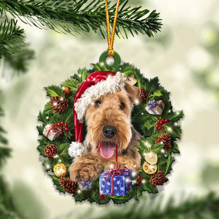 Airedale Terrier and Christmas gift for her gift for him gift for Airedale Terrier lover Christmas Plastic Hanging Ornament, Christmas Ornament Gift, Christmas Gift, Christmas Decoration