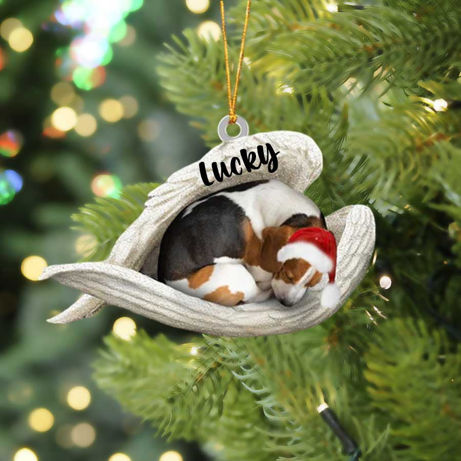 Beagle Sleeping Angel Christmas Flat Acrylic Dog Ornament Memorial Dog Gift,Christmas Shape Ornament, Happy Christmas Ornament, Christmas Ornament Gift, Christmas Gift, Christmas Decoration
