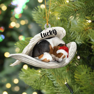 Beagle Sleeping Angel Christmas Flat Acrylic Dog Ornament Memorial Dog Gift,Christmas Shape Ornament, Happy Christmas Ornament, Christmas Ornament Gift, Christmas Gift, Christmas Decoration