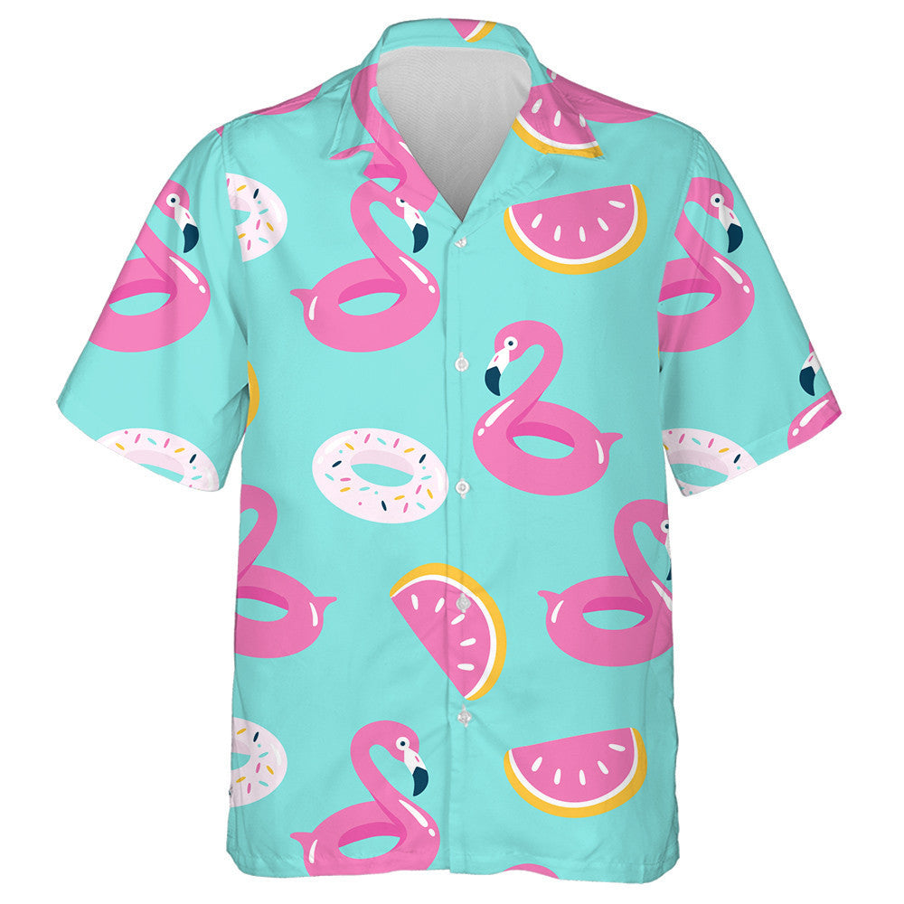 Linn an tSamhraidh ar Snámh Le Flamingo Donut Agus Léine Haváís Watermelon, Bronntanas Léine Haváís, Bronntanas Nollag