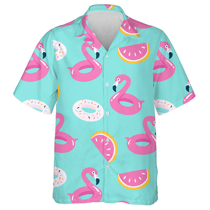 Linn an tSamhraidh ar Snámh Le Flamingo Donut Agus Léine Haváís Watermelon, Bronntanas Léine Haváís, Bronntanas Nollag