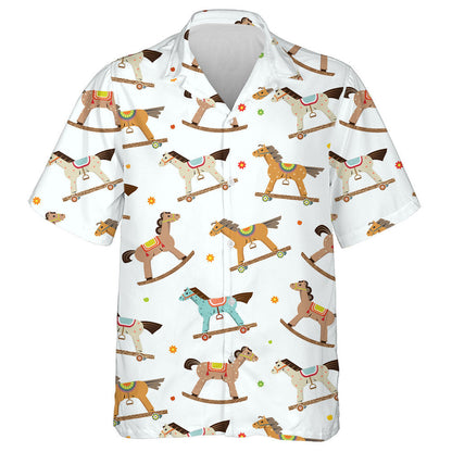 Various Wooden Horses And Flower Cartoon Hawaiian Shirt, Hwaiian For Gift