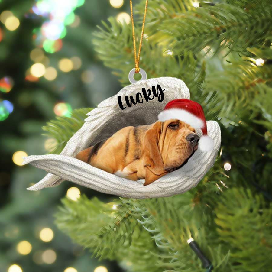 Bloodhound Sleeping Angel Christmas Flat Acrylic Dog Ornament Memorial Dog Gift, Christmas Shape Ornament, Happy Christmas Ornament, Christmas Ornament Gift, Christmas Gift, Christmas Decoration