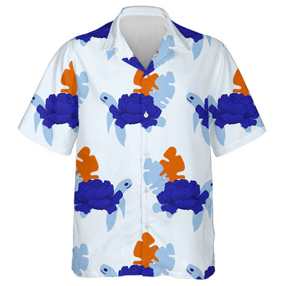 Duilleoga Turtar Gorm Agus Oráiste Agus Gorm Éadrom Léine Haváís, Bronntanas Léine Haváíais, Bronntanas Nollag