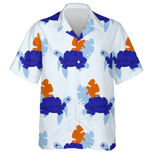 Duilleoga Turtar Gorm Agus Oráiste Agus Gorm Éadrom Léine Haváís, Bronntanas Léine Haváíais, Bronntanas Nollag