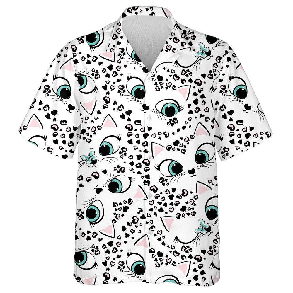 Leopard From Hearts And Cute Faces Cat Hawaiian Shirt, Hawaiian Shirt Gift, Christmas Gift