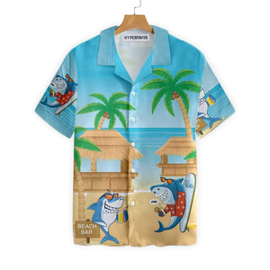 Awesome Sharks Party On The Beach Hawaiian Shirt, Hawaiian For Gift