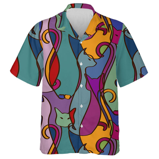 Tribal Style Geometric Colorful African Cats Hawaiian Shirt, Hawaiian Shirt Gift, Christmas Gift